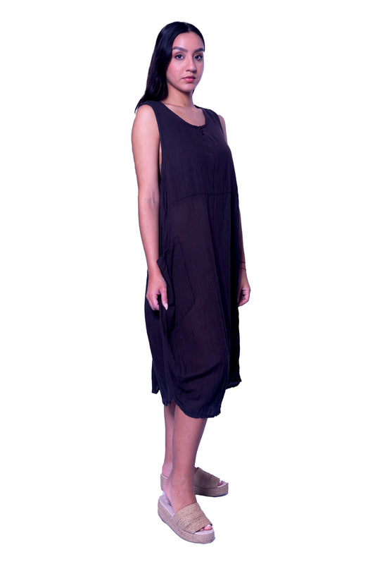 Plain Midi dress in Black