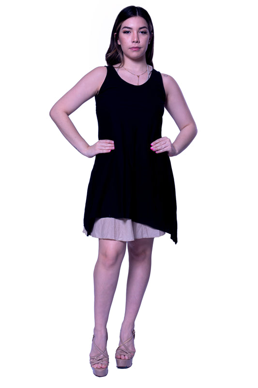 Plain Short A line Dress in Black