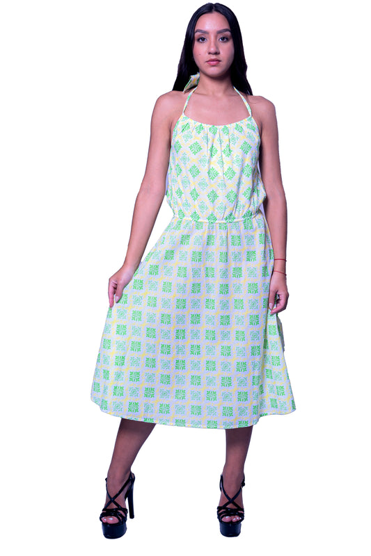 Neck Dori Multi Printed Frock style Dress