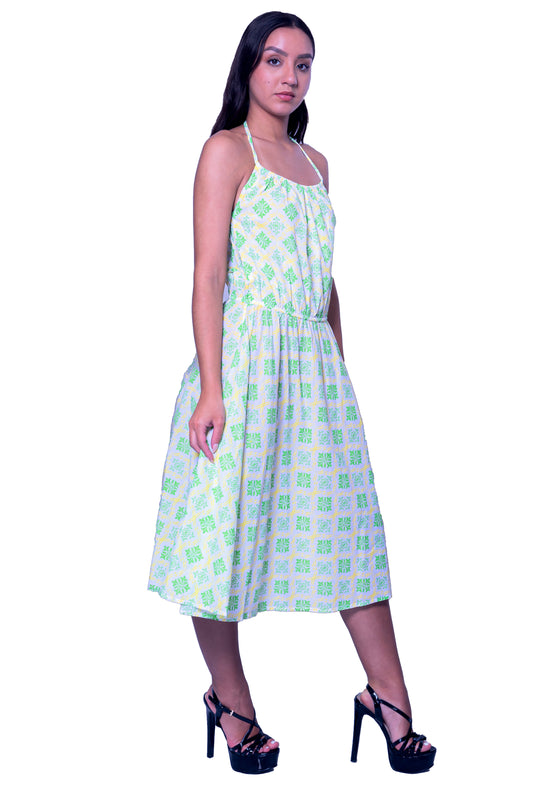 Neck Dori Multi Printed Frock style Dress