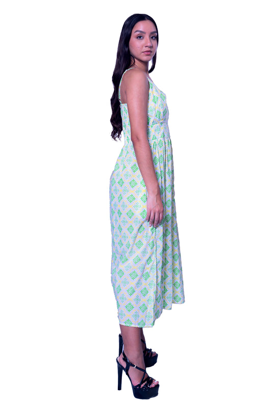 Halter Neck Dori Multi Printed Frock style Dress