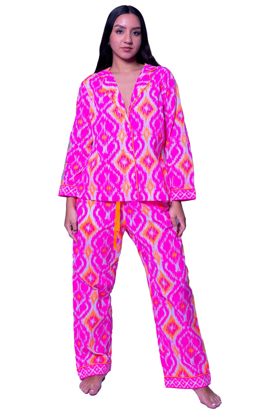 DK 1516 Cotton Printed Pink Pajama Set