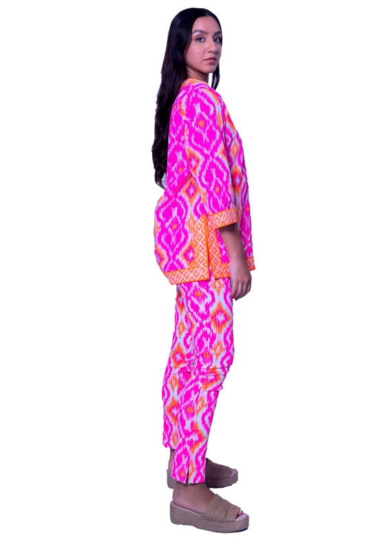 T 1505 Cotton Printed Tunic in Pink