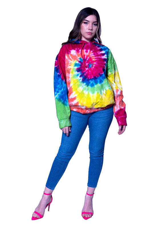 Tie-Dye Multicolor Hoodie Jacket with Cap