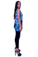 T1289 Blue leaf Print Reversible Short Top