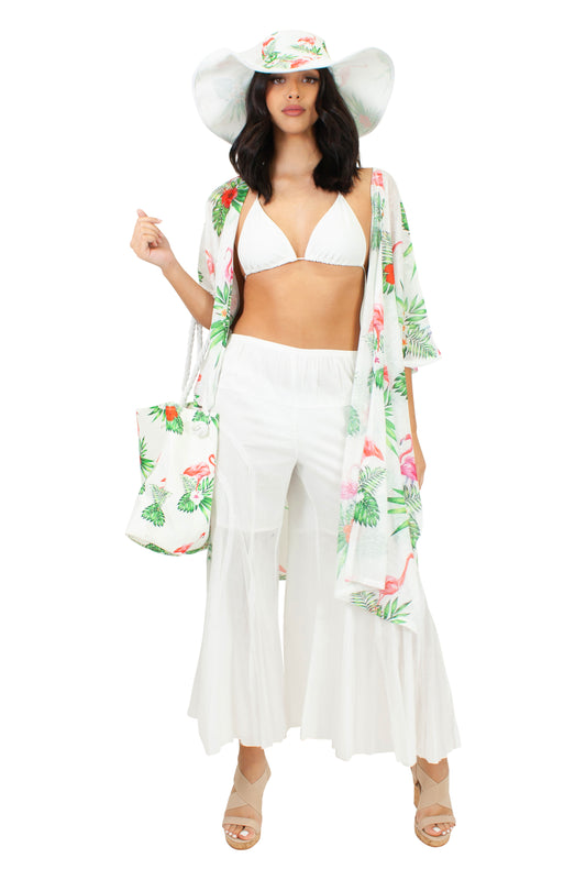 Flamingos Set in White