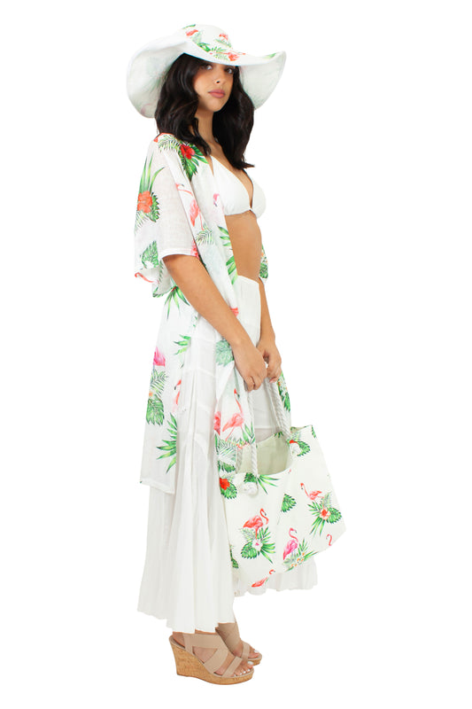 Flamingos Set in White