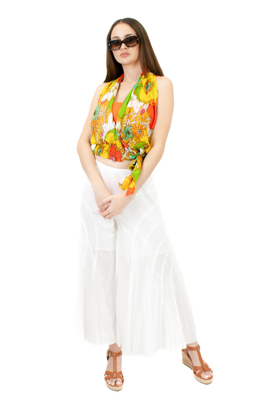P-9018 Solid Pant in White